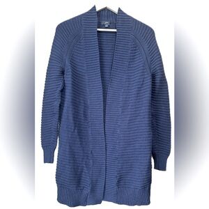 J. Crew Cotton Longline Open Cardigan Ribbed Texture
Size: Medium
Colour: Navy